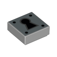 Tile 1 x 1 with Keyhole Print — Light Bluish Gray