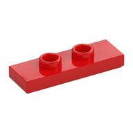 Plate Special 1 x 3 with 2 Studs with Groove and Inside Stud Holder (Jumper) — Red