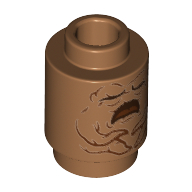 Brick Round 1 x 1 Open Stud with Mandrake Root Print — Medium Nougat