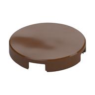 Tile Round 2 x 2 with Bottom Stud Holder — Reddish Brown