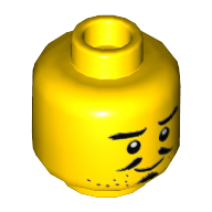 Minifig Head Sensei Wu (Dragon Master) / Kaito, Pointy Mustache, Goatee, Stubbed Beard, Smile / Frown Print — Yellow