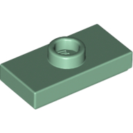 Plate Special 1 x 2 with 1 Stud with Groove and Inside Stud Holder (Jumper) — Sand Green