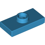 Plate Special 1 x 2 with 1 Stud with Groove and Inside Stud Holder (Jumper) — Dark Azure