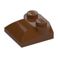 Brick Curved 2 x 2 x 2/3 Two Studs and Curved Slope End — Reddish Brown