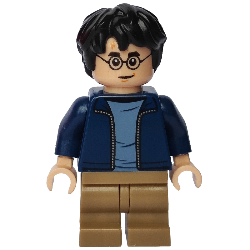 Harry Potter - Dark Blue Open Jacket over Sand Blue Shirt, Dark Tan Medium Legs
