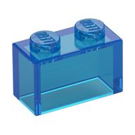 Brick 1 x 2 without Bottom Tube — Trans-Dark Blue