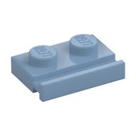Plate Special 1 x 2 with Door Rail — Sand Blue