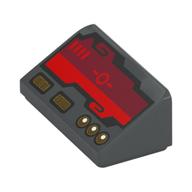 Slope 30° 1 x 2 x 2/3 with Dark Red Horizon Screen and Gold Switches and Buttons Print — Dark Bluish Gray