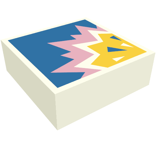 Tile 1 x 1 with Bright Pink/Bright Light Orange Explosion on Blue Background print — White