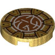 Tile Round 2 x 2 with Orange Energy Core print — Pearl Gold