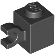 Brick Special 1 x 1 with Clip Horizontal — Black