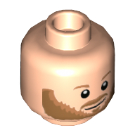 Minifig Head Bobby, Medium Nougat Eyebrows and Beard, Open Mouth / Closed Mouth Print — Light Nougat