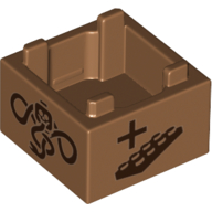 Container Box 2 x 2 x 1, '+' and LEGO Plate, '-' and LEGO Brick, Snake and Skull Symbol Print — Medium Nougat