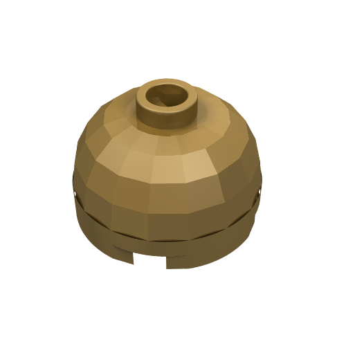 Brick Round 2 x 2 Dome Top, Blocked Open Stud, Bottom Axle Holder — Pearl Gold