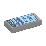 Tile 1 x 2 with Cell Phone with '81%' and Minifig on Screen Print — Light Bluish Gray