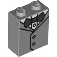 Brick 1 x 2 x 2 with Inside Stud Holder with Tuxedo print — Light Bluish Gray