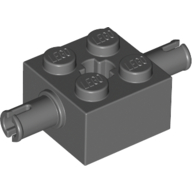 Brick Special 2 x 2 with 2 Pins and Axle Hole — Dark Bluish Gray