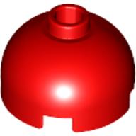 Brick Round 2 x 2 Dome Top, Blocked Open Stud, Bottom Axle Holder — Red
