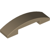Brick Curved 4 x 1 Double with No Studs — Dark Tan