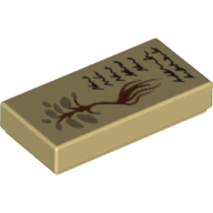 Tile 1 x 2 with Plant, Recipe print — Tan