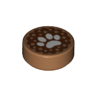 Tile Round 1 x 1 with Animal Track Print — Medium Nougat