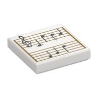 Tile 2 x 2 with Music Sheet Print — White