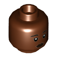 Minifig Head Jannah / Vi Moradi / Kayla Watts, Thin Eyebrows, Dark Brown Lips Print — Reddish Brown