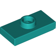 Plate Special 1 x 2 with 1 Stud with Groove and Inside Stud Holder (Jumper) — Dark Turquoise
