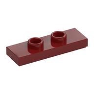 Plate Special 1 x 3 with 2 Studs with Groove and Inside Stud Holder (Jumper) — Dark Red