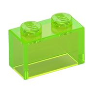 Brick 1 x 2 without Bottom Tube — Trans-Bright Green