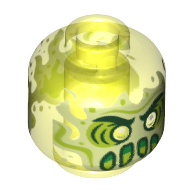 Minifig Head Ghost, Slime, Yellow Eyes, Print — Trans-Neon Green