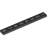 Tile 1 x 8 with Numbers 1,2,3,4,5,6,7,8 print — Black
