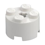 Brick Round 2 x 2 with Axle Hole — White