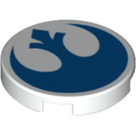 Tile Round 2 x 2 with Star Wars Blue Rebels Symbol print — White