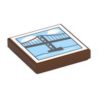 Tile 2 x 2 with Suspension Bridge Print — Reddish Brown