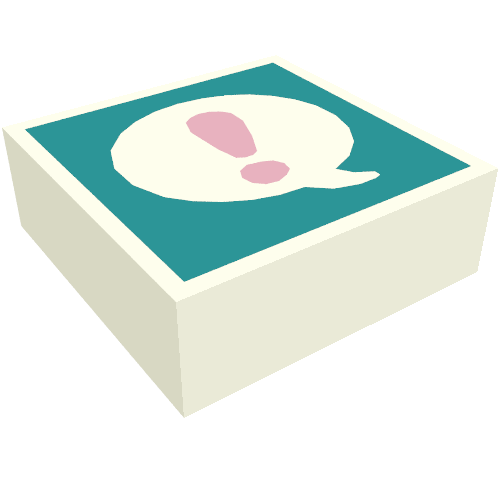 Tile 1 x 1 with Coral Exclamation Mark in White Bubble on Dark Turquoise Background print — White