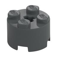 Brick Round 2 x 2 with Axle Hole — Dark Bluish Gray