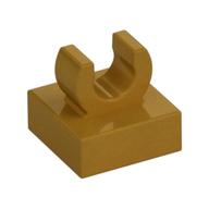 Tile Special 1 x 1 with Clip with Rounded Edges — Pearl Gold