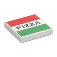 Tile 2 x 2 with Pizza Box Print — White