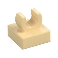 Tile Special 1 x 1 with Clip with Rounded Edges — Tan