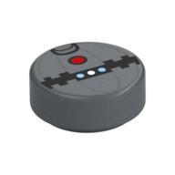 Tile Round 1 x 1 with Thermal Detonator Print — Flat Silver