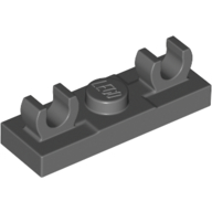 Plate Special 1 x 3 with 2 Clips on Top — Dark Bluish Gray