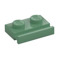 Plate Special 1 x 2 with Door Rail — Sand Green