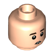 Minifig Head Neville Longbottom, Reddish Brown Eyebrows, Eyes Open / Eyes Closed Print — Light Nougat