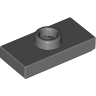 Plate Special 1 x 2 with 1 Stud with Groove and Inside Stud Holder (Jumper) — Dark Bluish Gray
