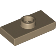 Plate Special 1 x 2 with 1 Stud with Groove and Inside Stud Holder (Jumper) — Dark Tan