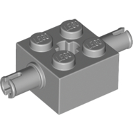 Brick Special 2 x 2 with 2 Pins and Axle Hole — Light Bluish Gray