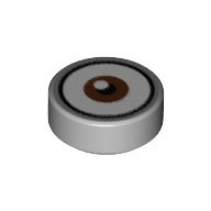 Tile Round 1 x 1 with Reddish Brown Eye, Center print — Light Bluish Gray