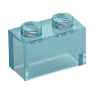 Brick 1 x 2 without Bottom Tube — Satin Trans-Light Blue