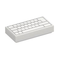 Tile 1 x 2 with Computer Keyboard with No Letters Print — White